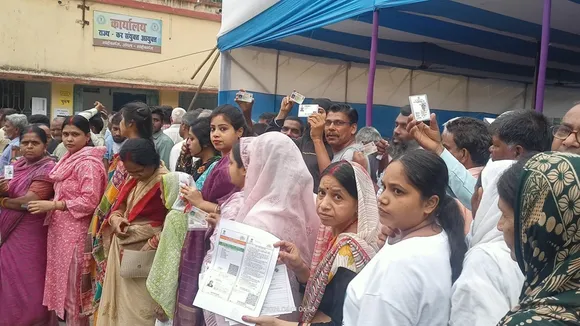 Queues at a polling booth in Jharkhand