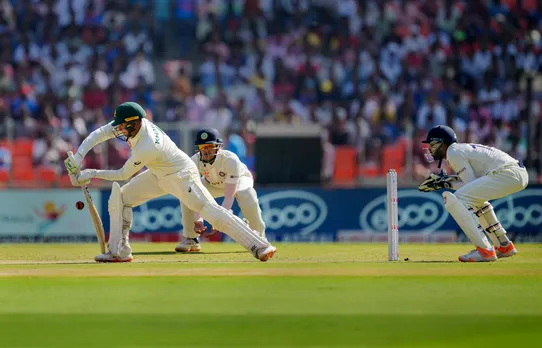 Australian batter Usman Khawaja plays a shot during the 1st day of the fourth test cricket match between India and Australia, at Narendra Modi stadium in Ahmedabad