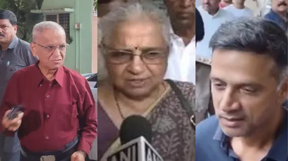 Narayana Murthy, Sudha Murty and Rahul Dravid