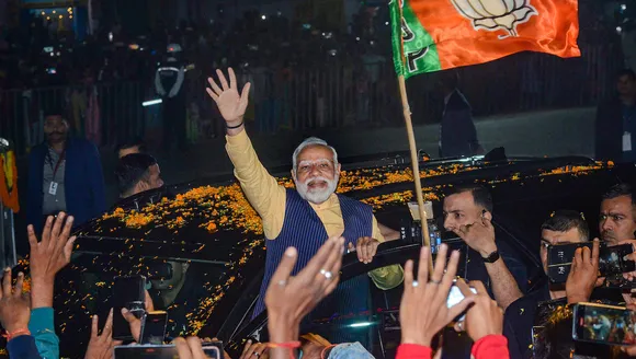 Prime Minister Narendra Modi during a roadshow, in Ranchi, Tuesday, Nov. 14, 2023.