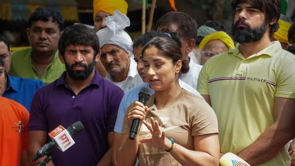 Wrestlers protest at Jantar Mantar
