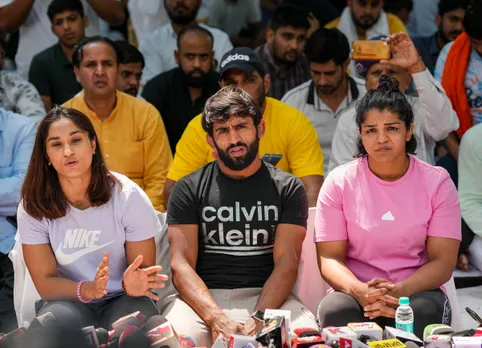 Wrestlers protest at Jantar Mantar Bajrang Punia