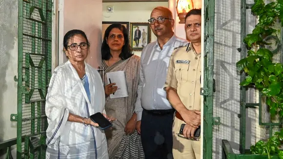 West Bengal Chief Minister Mamata Banerjee during a meeting with junior doctors delegation, at her Kalighat residence in Kolkata, Saturday, Sept. 14, 2024.