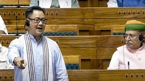 Union Minister Kiren Rijiju speaks in the Lok Sabha during ongoing Parliament session, in New Delhi, Friday, June 28, 2024.