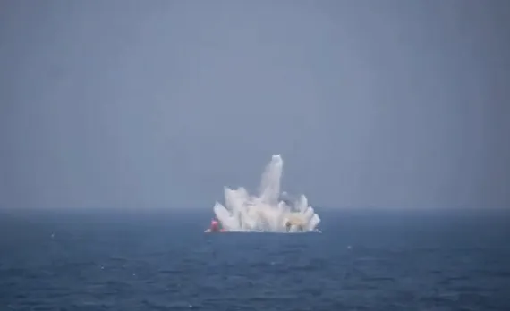 An indigenously developed Heavy Weight Torpedo engages an Underwater Target