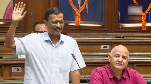 Former Delhi chief minister and AAP MLA Arvind Kejriwal speaks during a two-day session of the Delhi Legislative Assembly, in New Delhi, Thursday, Sept. 26, 2024.
