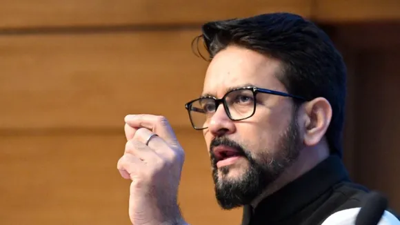 Union Minister Anurag Thakur during a cabinet briefing, in New Delhi, Wednesday, Feb. 21, 2024