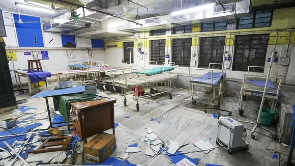 A ward of the RG Kar Medical College and Hospital after being vandalised by unidentified miscreants amid protests against the alleged rape and murder of a postgraduate trainee doctor, in Kolkata