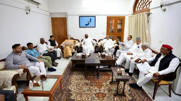 INDIA bloc leaders meet at Mallikarjun Kharge's house to discuss counting strategy