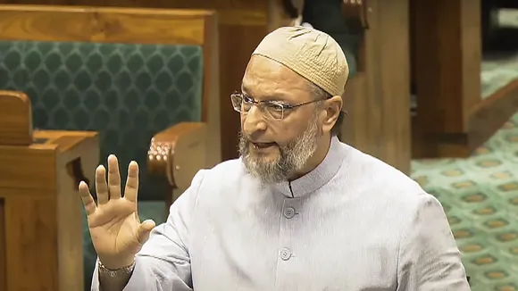 AIMIM MP Asaduddin Owaisi speaks in the Lok Sabha during the Monsoon session of Parliament, in New Delhi, Monday, July 29, 2024.