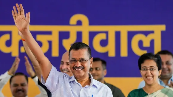 AAP convenor Arvind Kejriwal addresses his 'Janta Ki Adalat' meeting, in New Delhi, Sunday, Sept. 22, 2024.