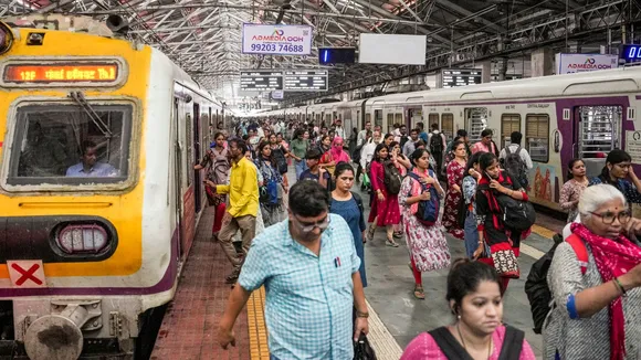 Commuters at the Chhatrapati Shivaji Maharaj Terminus (CSMT) on the day of Union Budget 2024-25 presentation, in Mumbai, Tuesday, July 23, 2024.