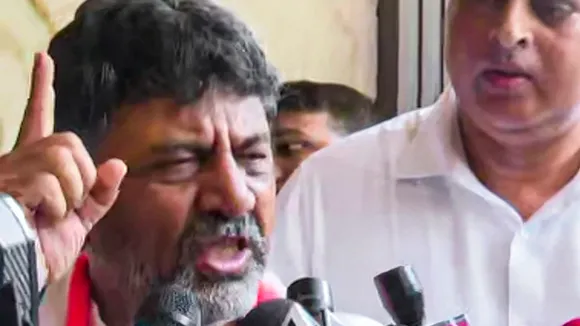Karnataka Congress President DK Shivakumar talks to the media on Karnataka Assembly polls results on May 13