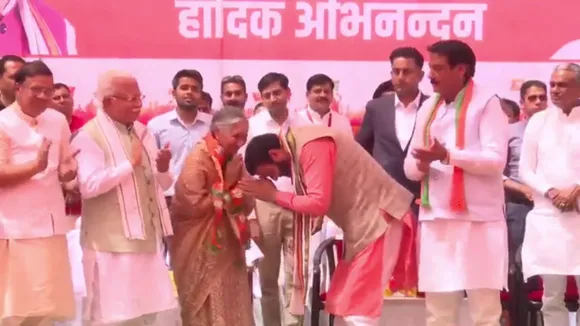 Former Haryana minister Savitri Jindal quit the Congress and joined the BJP on Thursday