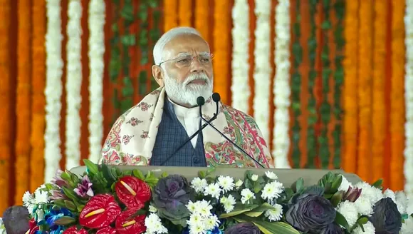 Prime Minister Narendra Modi speaks during the inauguration & foundation stone laying ceremony of multiple developmental projects, in Jammu