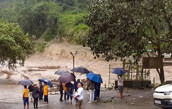 A flood-affected locality at Singtam in Gangtok district, Sikkim