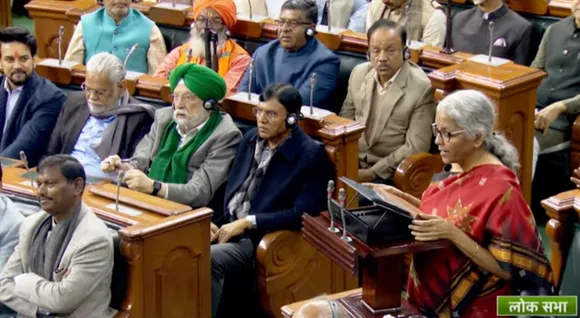 Nirmala Sitharaman presenting Union Budget for fiscal year 2023-24 in Parliament