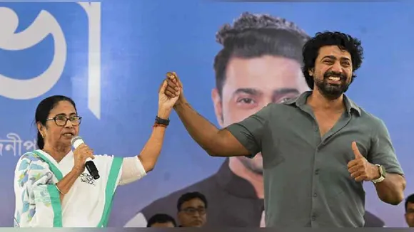 West Bengal Chief Minister and TMC chief Mamata Banerjee addresses a public meeting in support of party candidate Dev at Ghatal in Paschim Medinipur district.