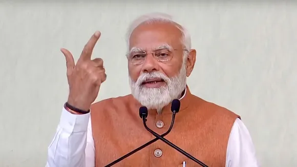 Prime Minister Narendra Modi addresses the beneficiaries of PM SVANidhi scheme, at the Jawaharlal Nehru Stadium, in New Delhi