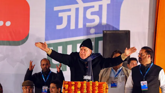 Farooq Abdullah addresses a rally as he joins Congress' Bharat Jodo Yatra at Lakhanpur border