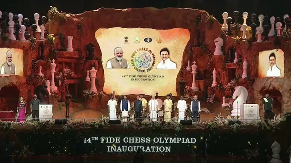 Prime Minister Narendra Modi with Tamil Nadu CM MK Stalin at the Opening Ceremony of the 44th Chess Olympiad in Chennai, Thursday