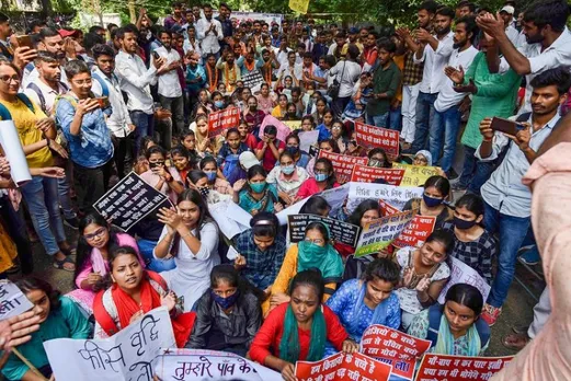 Allahabad University students protesting
