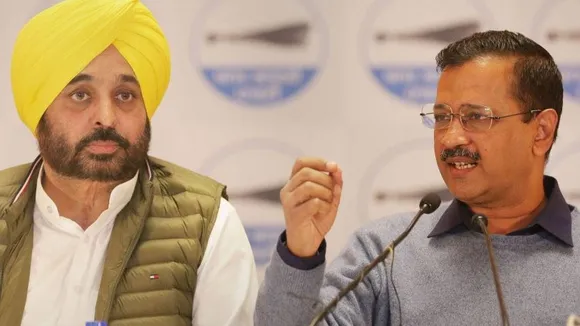AAP chief ministerial candidate Bhagwant Mann and party convener Arvind Kejriwal (File Photo)
