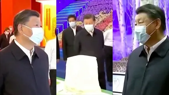 Chinese President Xi Jinping visiting his party exhibition