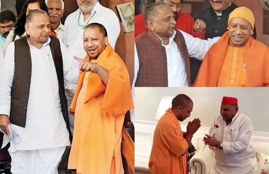 Yogi Adityanath with Mulayam Singh Yadav (File photo)