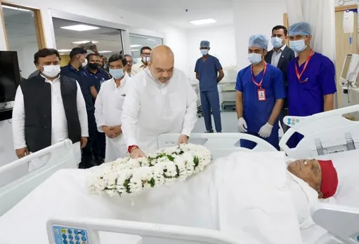 Amit Shah visited Medanta Hospital earlier on Monday to pay last tributes to Mulayam Singh Yadav