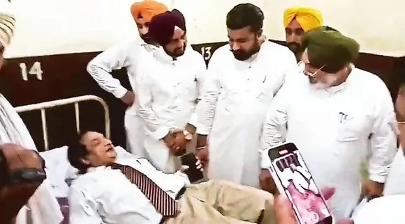 A still from video of Dr Raj Bahadur on the hospital bed
