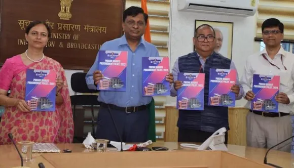 Apurva Chandra (2nd from left) releasing Prasar Bharati's procurement policy