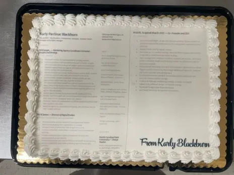 Karly Pavlinac Blackburn printed resume on the cake