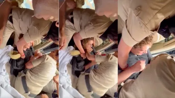 Priyanka Gandhi Vadra being detained by Delhi police