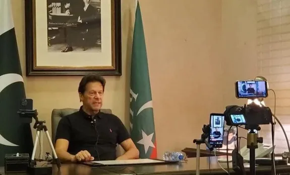 Imran Khan addressing his party workers on Twitter Spaces