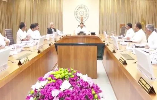Andhra Pradesh CM YS Jagan Mohan Reddy chairing the Cabinet meeting on Thursday