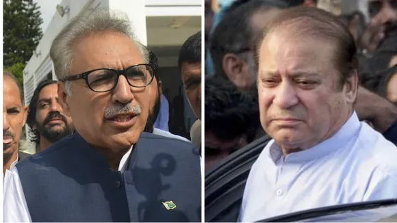 (Left) Arif Alvi and Nawaz Sharif (Right) (File photo)