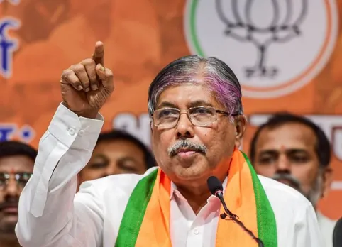BJP Maharashtra President Chandrakant Patil addresses a press conference in Mumbai