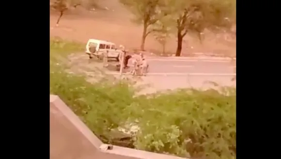 Murderers of Kanhaiya Lal being beaten by Rajasthan police