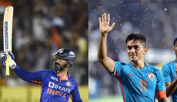 (Left) Cricketer Dinesh Karthik, (Right) Indian football skipper Sunil Chhetri