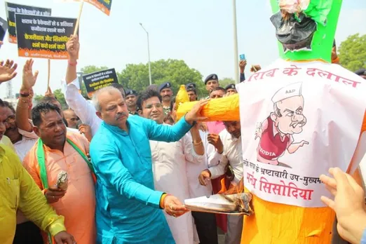 Delhi BJP holds protests outside AAP leaders' homes to demand Sisodia's removal