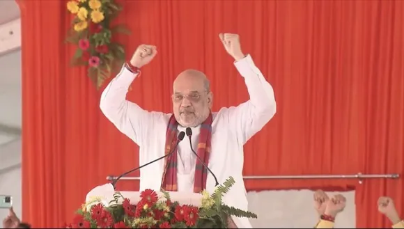 Amit Shah addressing a rally in Saran's Sitab Diara
