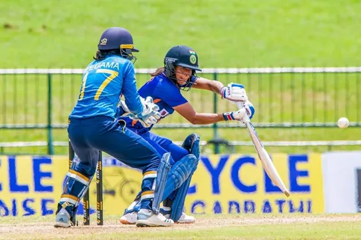 Indian batter Hamanpreet Kaur plays a shot during the 3rd ODI cricket match between India (W) and Sri Lanka (W), at Pallekele International Cricket Stadium in Kandy