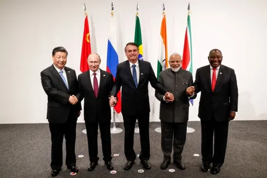Left to Right ( China, President Xi Jinping, Russia,  President Vladimir Putin, Brazil,  President Jair Bolsonaro, India, Prime Minister Narendra Modi and South Africa, President Cyril Ramaphosa)
