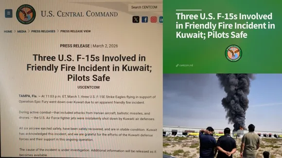 USA F 15 INVOLVED IN FRIENDLY FIRE IN KUWAIT