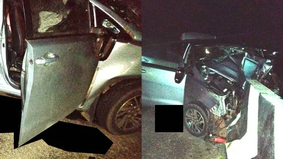 ನಿಯಂತ್ರಣ ತಪ್ಪಿ ಡಿವೈಡರ್​ಗೆ ಡಿಕ್ಕಿ ಹೊಡೆದ ಕಾರು; ಇಬ್ಬರು ಸಾವು, ಮೂವರ ಸ್ಥಿತಿ ಗಂಭೀರ