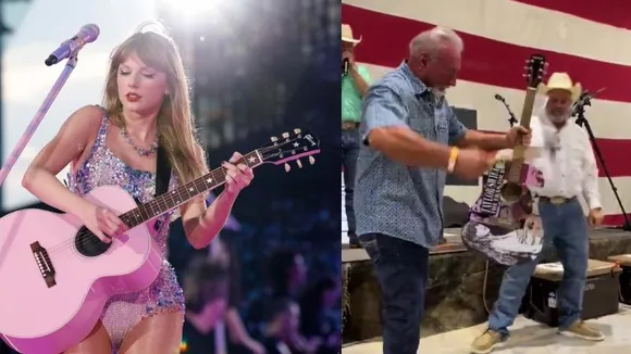 VIral Video ಟೇಲರ್​ ಸ್ವಿಫ್ಟ್​ ಸಹಿ ಇರುವ ಗಿಟಾರ್ ಖರೀದಿಸಿ ವೃದ್ಧ, ವೇದಿಕೆಯ ಮೇಲೆಯೇ ಒಡೆದು ಹಾಕಿದ್ದು ಏಕೆ?