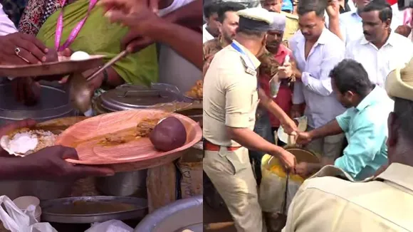 ಬಾಡೇ ನಮ್ಮ ಮನೆ ಗಾಡು, ಬೇಳೆ ಜೊತೆ ಮೂಳೆಯೂ ಬೇಕು; ಸಾಹಿತ್ಯ ಸಮ್ಮೇಳನ ಜಾಗದಲ್ಲಿ ಪ್ರತಿಭಟನೆ!