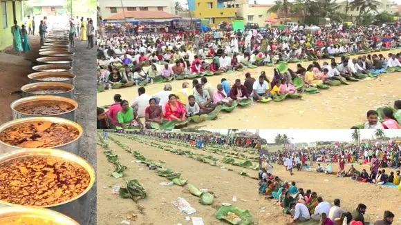 ಆಬಲವಾಡಿಯಲ್ಲಿ ಹರಿಸೇವೆ: ಕೊಪ್ಪರಿಕೆಗಳಲ್ಲಿ 12 ಟನ್ ಪ್ರಸಾದ.. 20,000 ಭಕ್ತರಿಗೆ ತಾವರೆ ಎಲೆಯಲ್ಲಿ ಊಟ..!