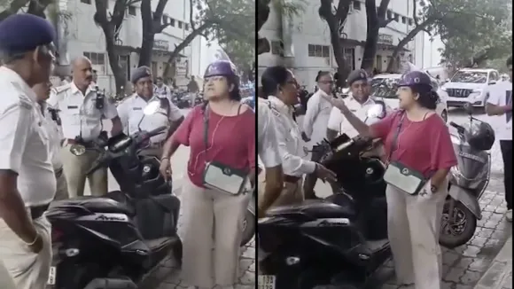 WOMAN SHOUTING AT BANGALORE POLICE